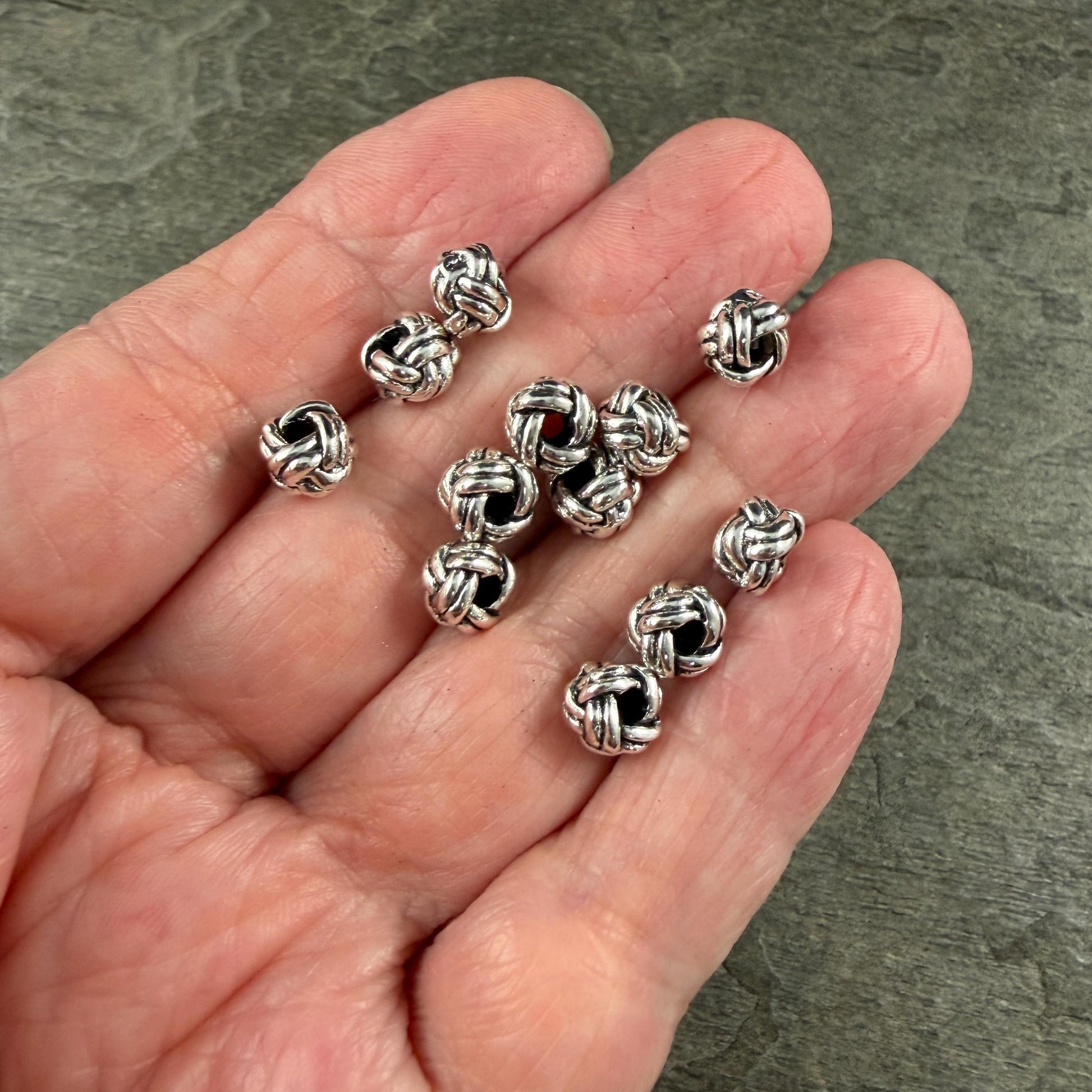 Antiqued Silver Knot Bead, 7x5mm Cube with 2.5mm Large Hole (H061-01AS) * Qty. 50