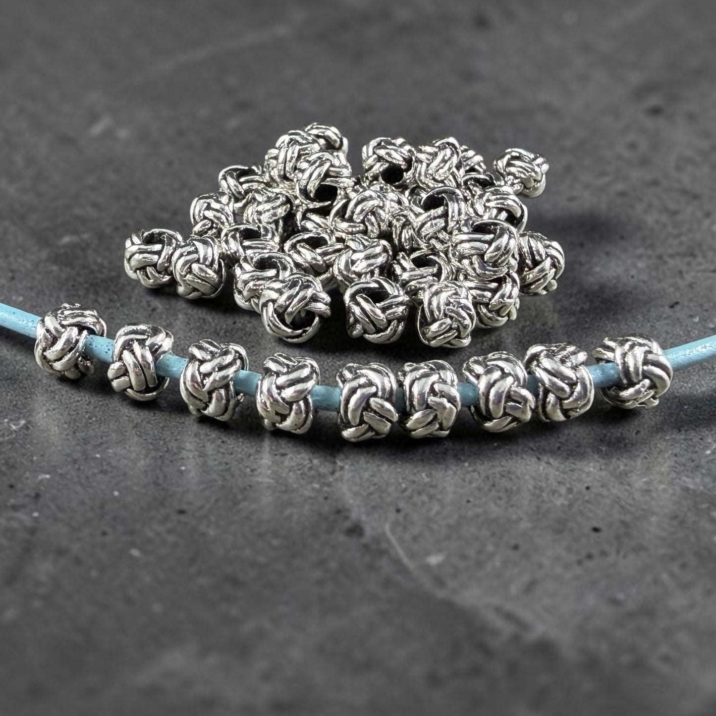 Antiqued Silver Knot Bead, 7x5mm Cube with 2.5mm Large Hole (H061-01AS) * Qty. 50