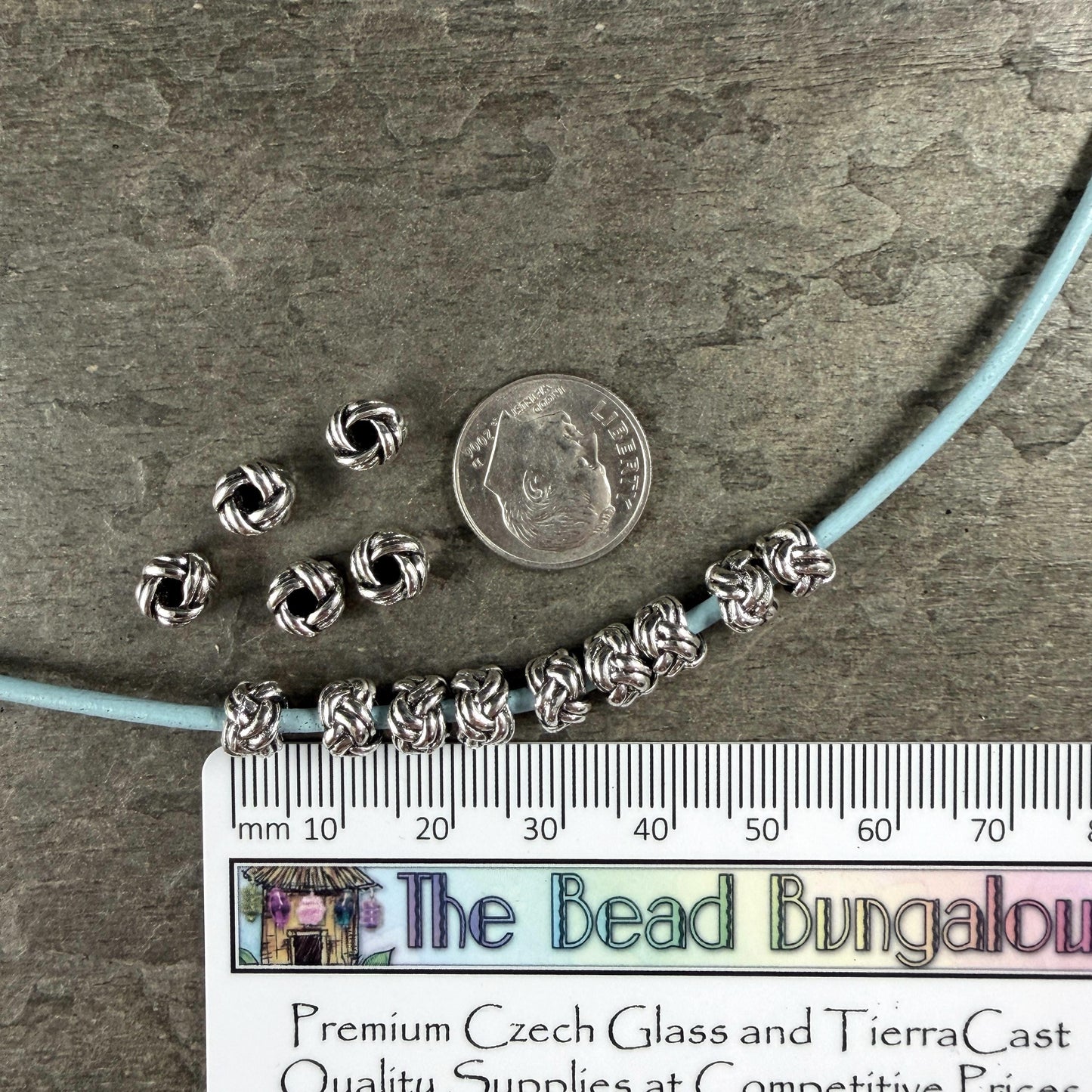 Antiqued Silver Knot Bead, 7x5mm Cube with 2.5mm Large Hole (H061-01AS) * Qty. 50