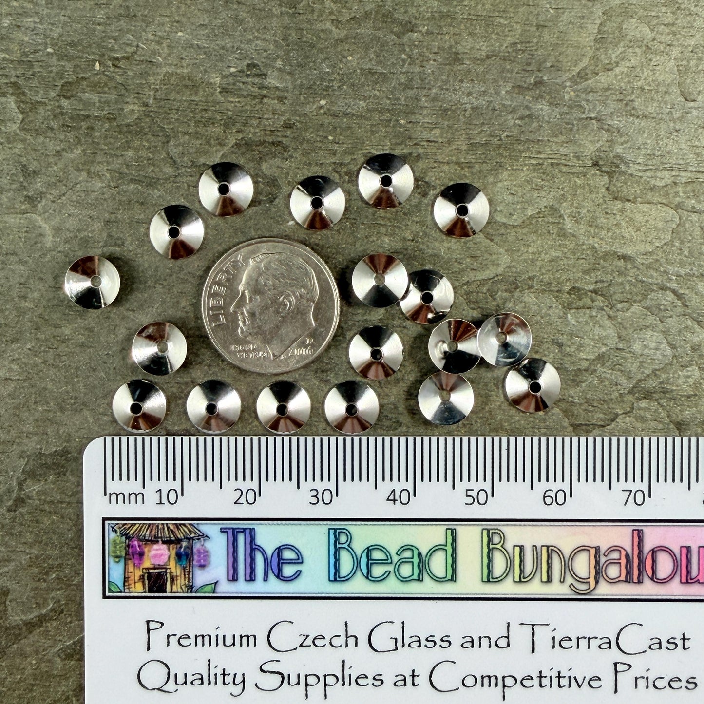 7mm Smooth Cone Bead Caps - Silver Plated Steel (FMG/7265-S) * Qty. 36