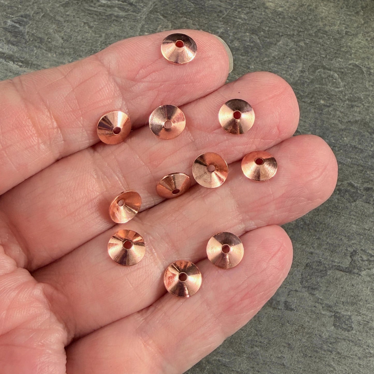 7mm Smooth Cone Bead Caps - Copper Plated Steel (FMG/7265-C) * Qty. 36