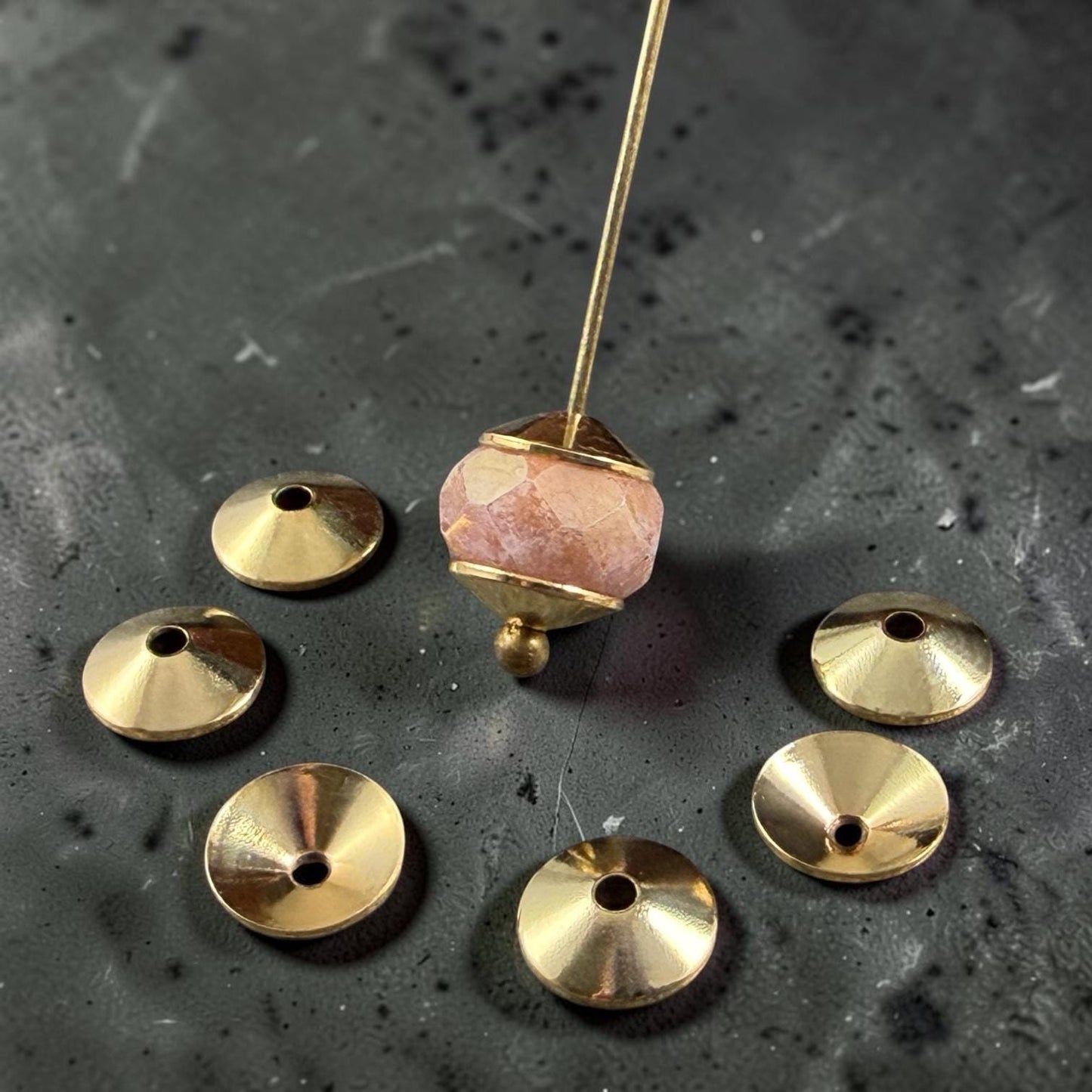 7mm Smooth Cone Bead Caps - Gold Plated Steel (FMG/7265-G) * Qty. 36