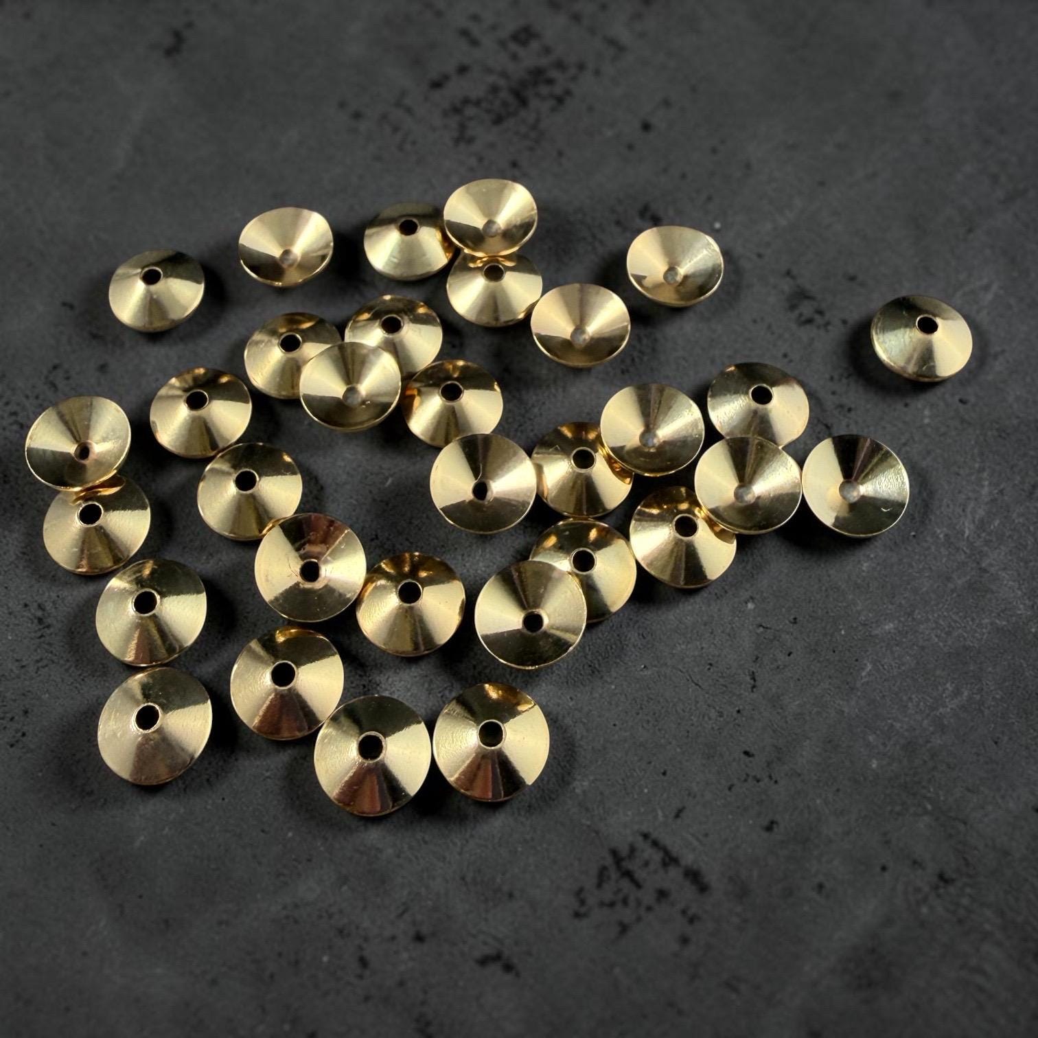 7mm Smooth Cone Bead Caps - Gold Plated Steel (FMG/7265-G) * Qty. 36