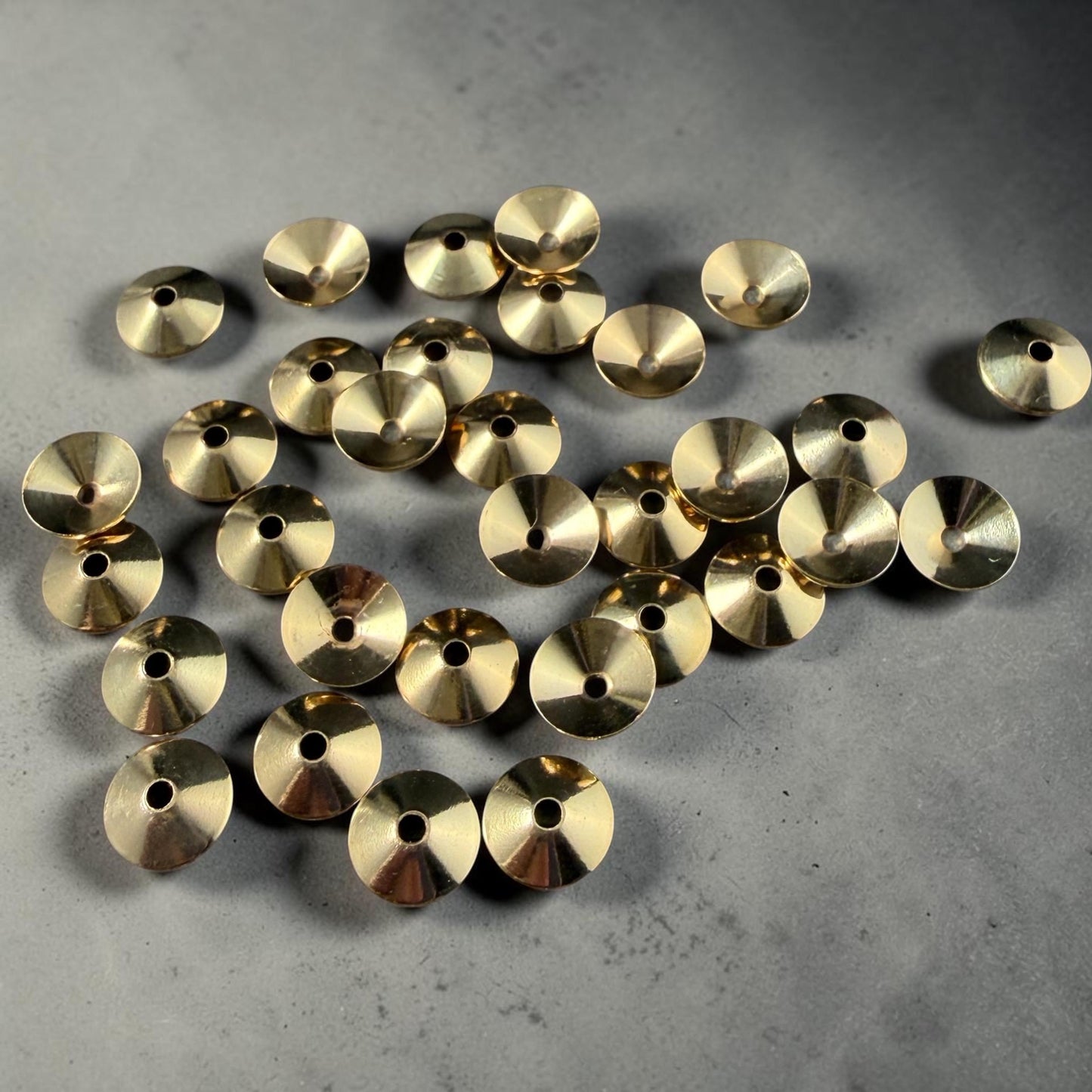 7mm Smooth Cone Bead Caps - Gold Plated Steel (FMG/7265-G) * Qty. 36