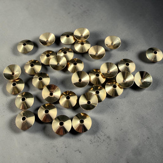7mm Smooth Cone Bead Caps - Gold Plated Steel (FMG/7265-G) * Qty. 36