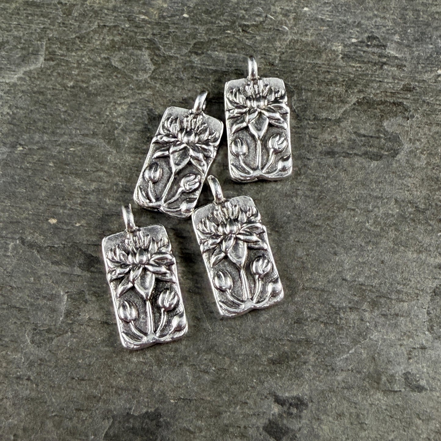 TierraCast 17x8.7mm Apple Blossom Charms, Antiqued Silver Flower Charm (PF/469-77) * Qty. 4