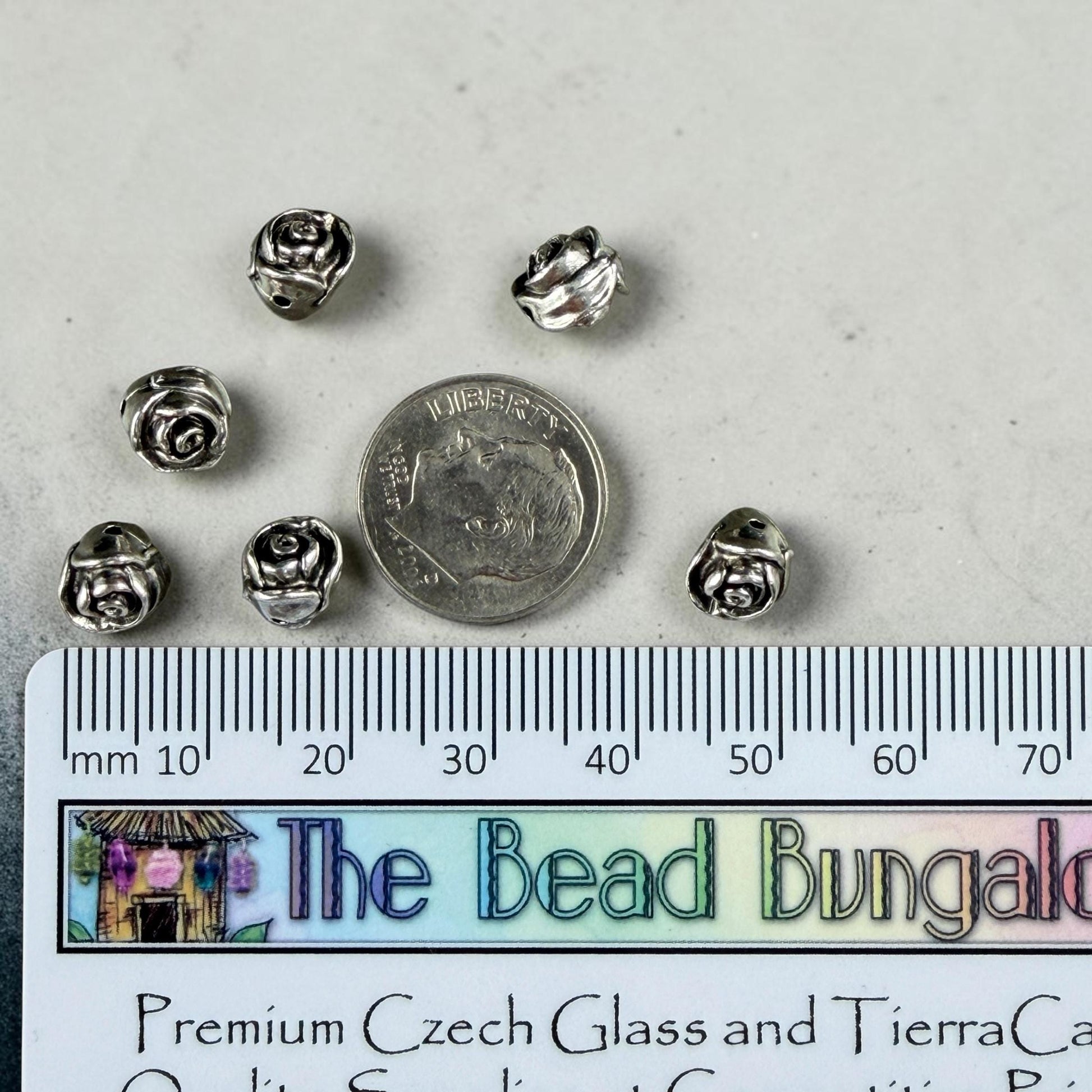 TierraCast 7.5mm Rose Bead, Antiqued Silver Plated Pewter (PF/800-77) * Qty. 4