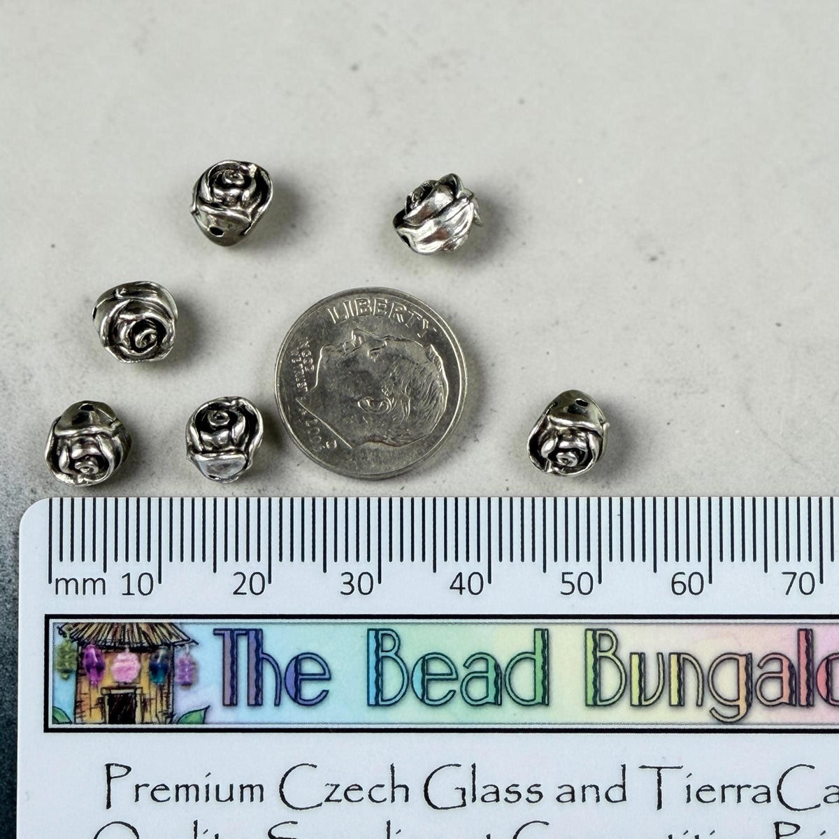 TierraCast 7.5mm Rose Bead, Antiqued Silver Plated Pewter (PF/800-77) * Qty. 4
