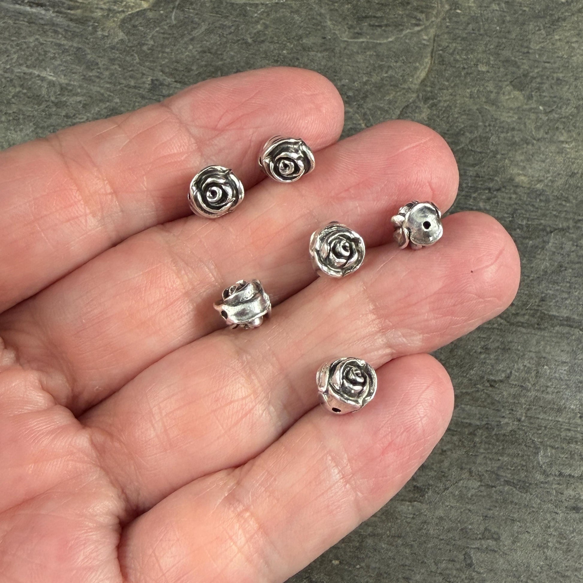 TierraCast 7.5mm Rose Bead, Antiqued Silver Plated Pewter (PF/800-77) * Qty. 4