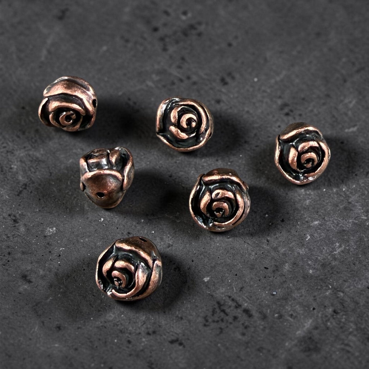 TierraCast 7.5mm Rose Bead, Antiqued Copper Plated Pewter (PF/800-87) * Qty. 4