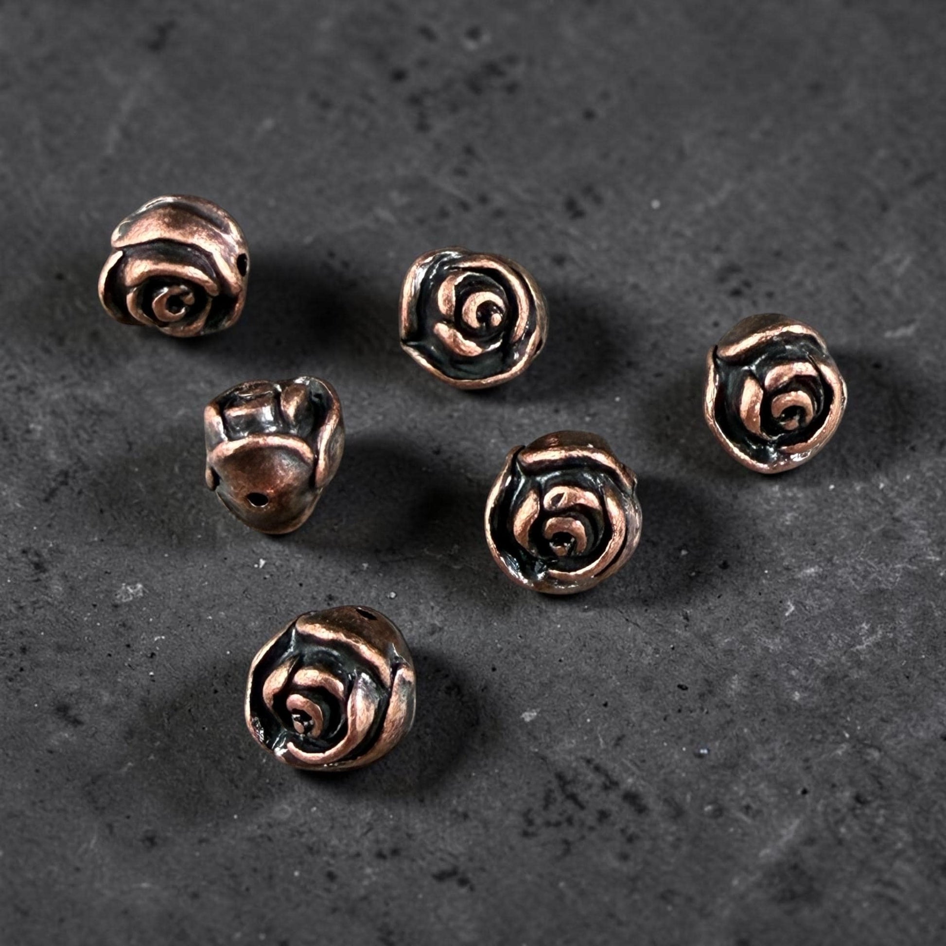 TierraCast 7.5mm Rose Bead, Antiqued Copper Plated Pewter (PF/800-87) * Qty. 4