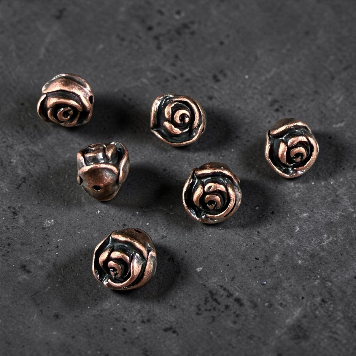 TierraCast 7.5mm Rose Bead, Antiqued Copper Plated Pewter (PF/800-87) * Qty. 4