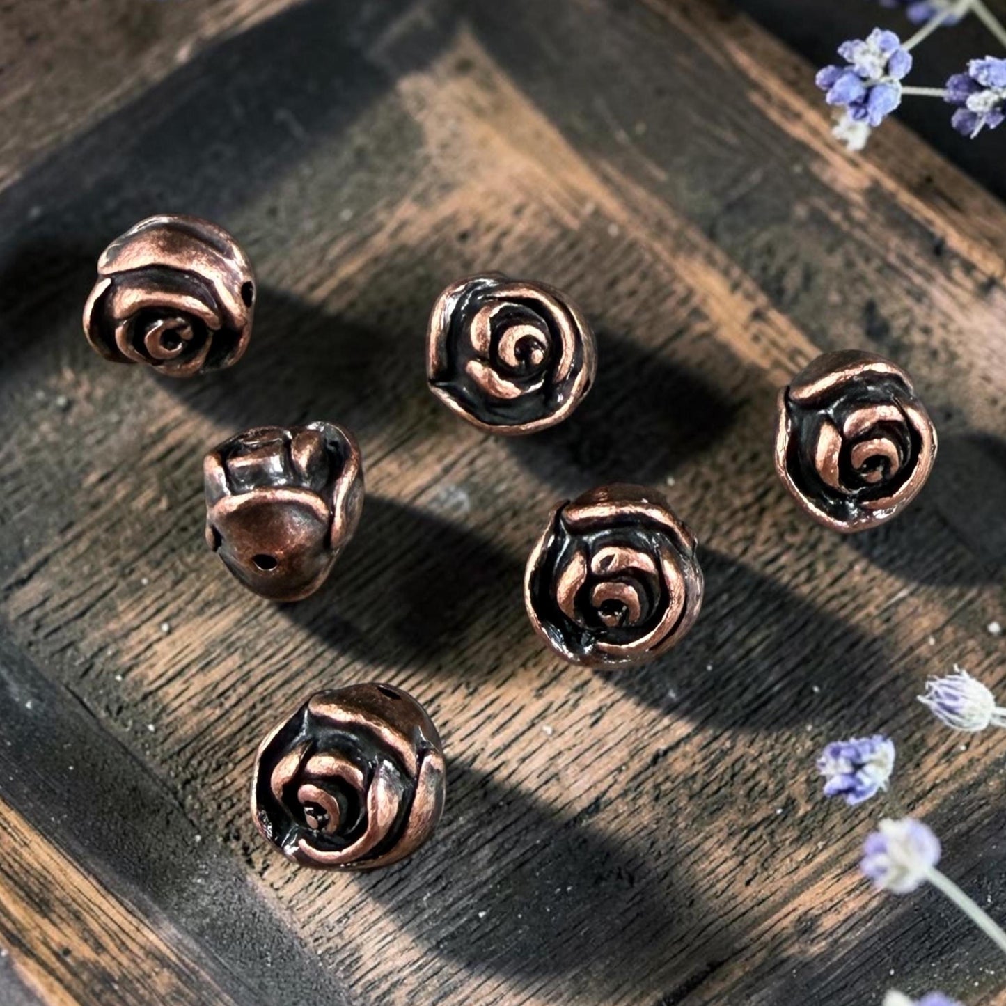 TierraCast 7.5mm Rose Bead, Antiqued Copper Plated Pewter (PF/800-87) * Qty. 4