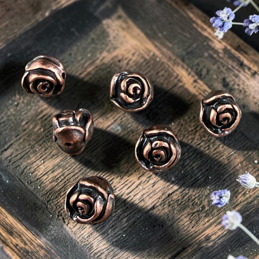 TierraCast 7.5mm Rose Bead, Antiqued Copper Plated Pewter (PF/800-87) * Qty. 4