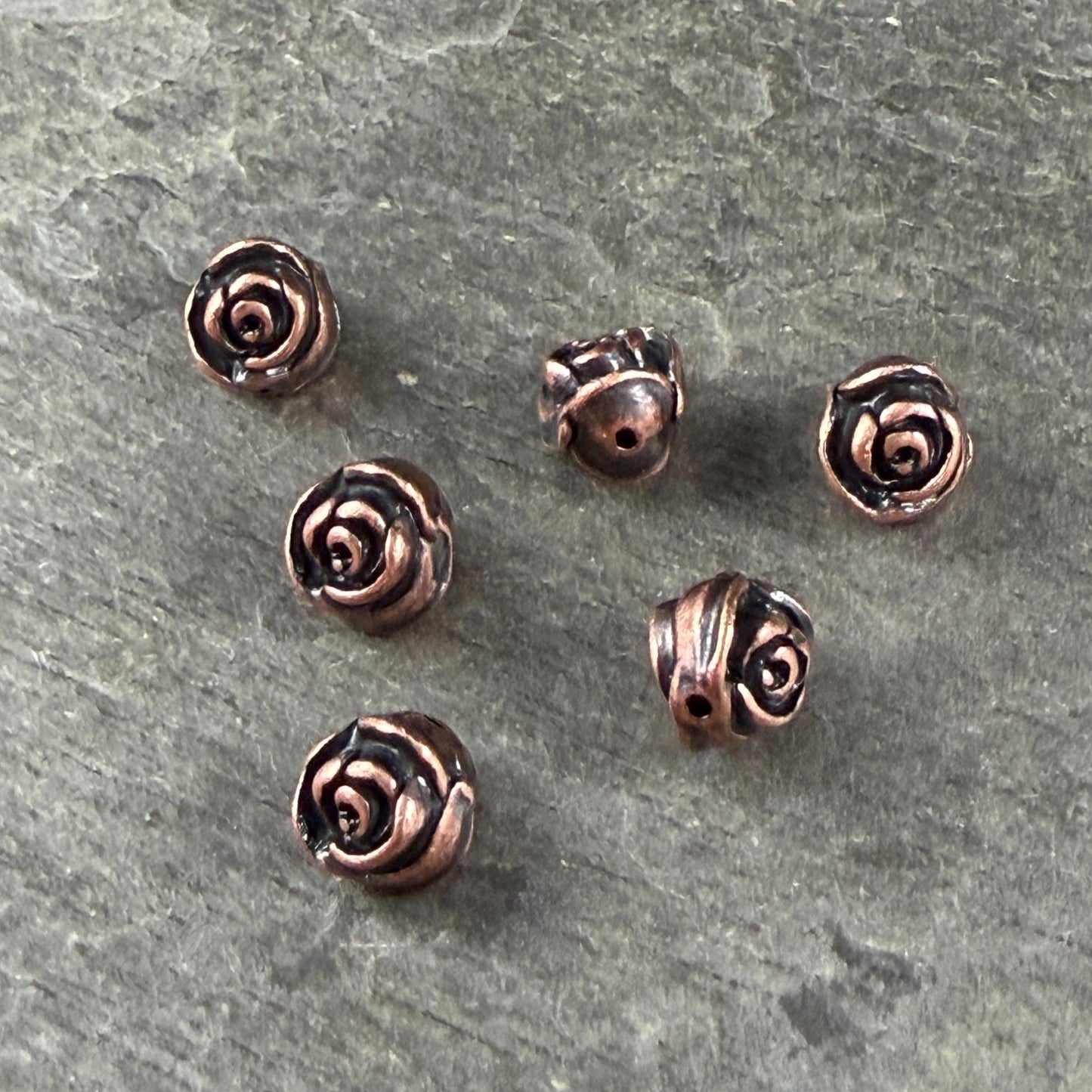 TierraCast 7.5mm Rose Bead, Antiqued Copper Plated Pewter (PF/800-87) * Qty. 4