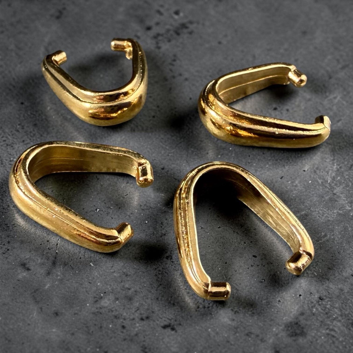 TierraCast 12mm Nouveau Pinch Bail, 24k Gold Plated Bail for Pendants, Nickel Free (PF/876-12) * Qty. 4