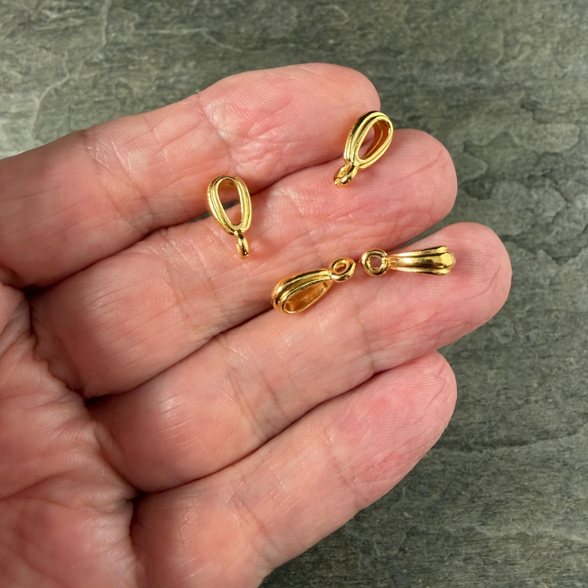 13mm Nouveau Bail with Loop, TierraCast, 24k Gold Plated Pewter, Nickel Free (PF/809-12) * Qty. 4