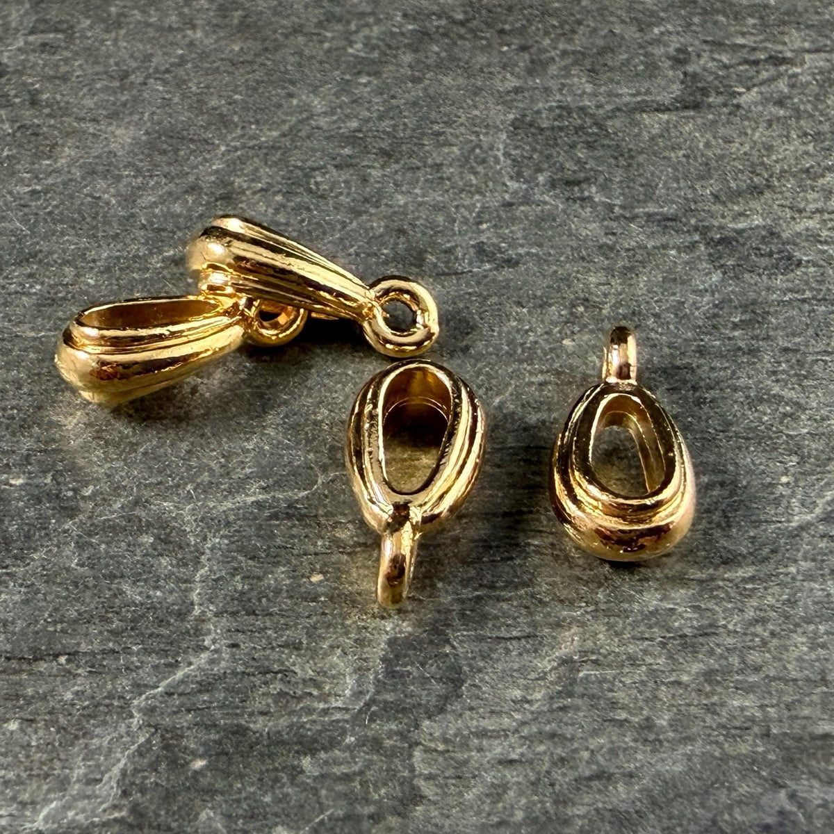 13mm Nouveau Bail with Loop, TierraCast, 24k Gold Plated Pewter, Nickel Free (PF/809-12) * Qty. 4