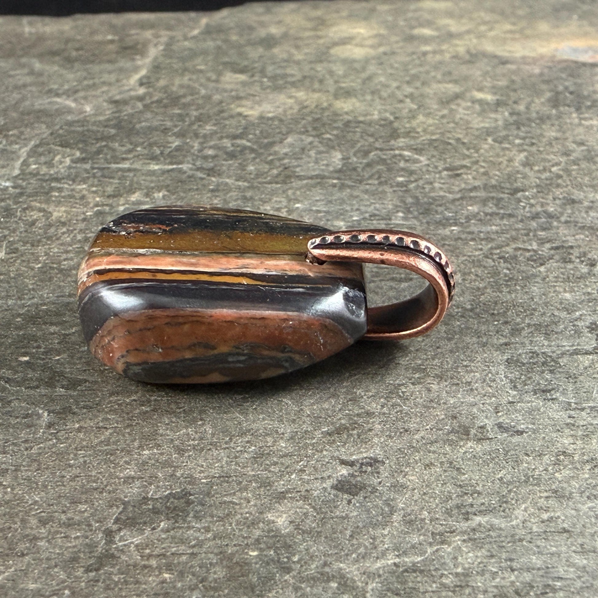 Tiger Iron Gemstone Pendant with Antiqued Copper Bail, 29x23mm (Tigeriron-C) * Qty. 1
