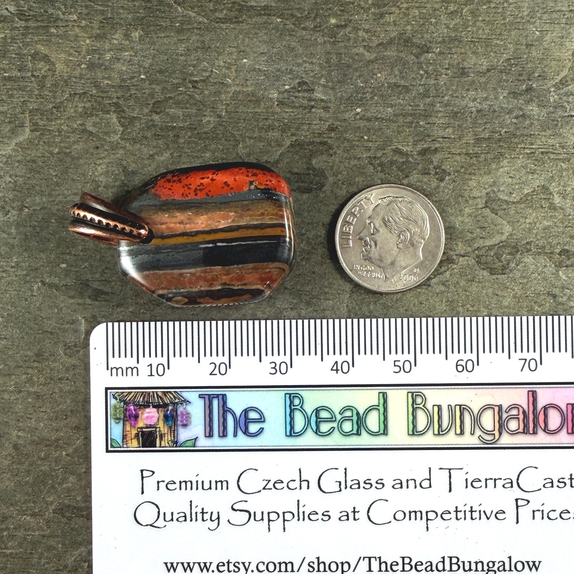 Tiger Iron Gemstone Pendant with Antiqued Copper Bail, 29x23mm (Tigeriron-C) * Qty. 1