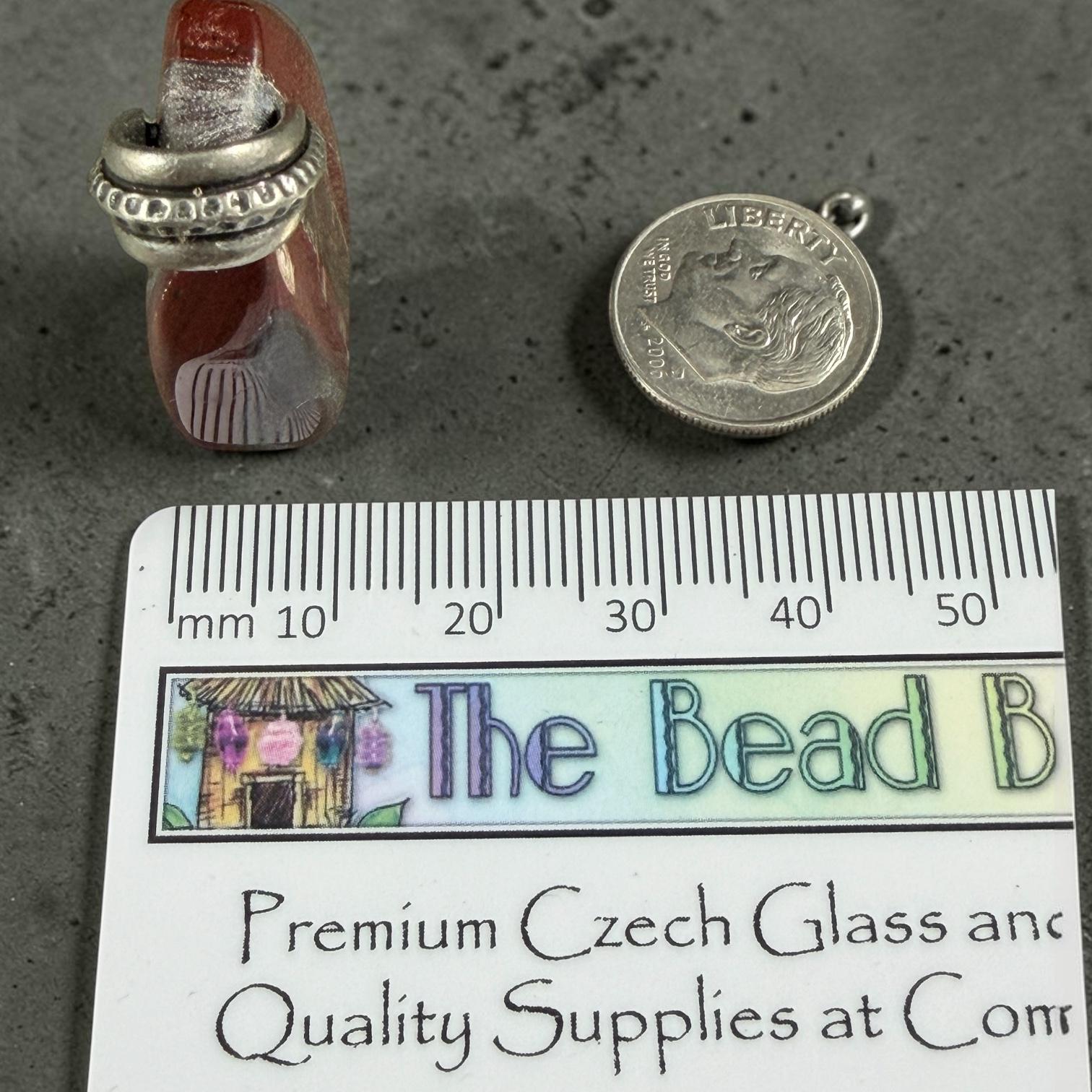Red Jasper/Hematite Gemstone Pendant with Antiqued Pewter Bail, 29x23mm (Jasper-P) * Qty. 1