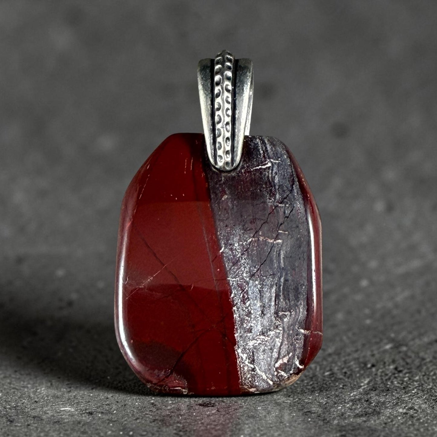 Red Jasper/Hematite Gemstone Pendant with Antiqued Pewter Bail, 29x23mm (Jasper-P) * Qty. 1