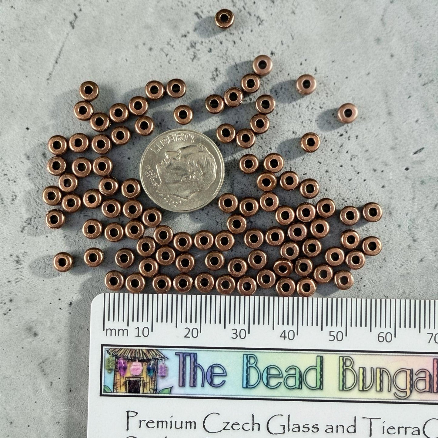 TierraCast 4mm Heishi Rondelle, Small Antiqued Copper Spacer Bead (PF/401-87dk) * Qty. 50