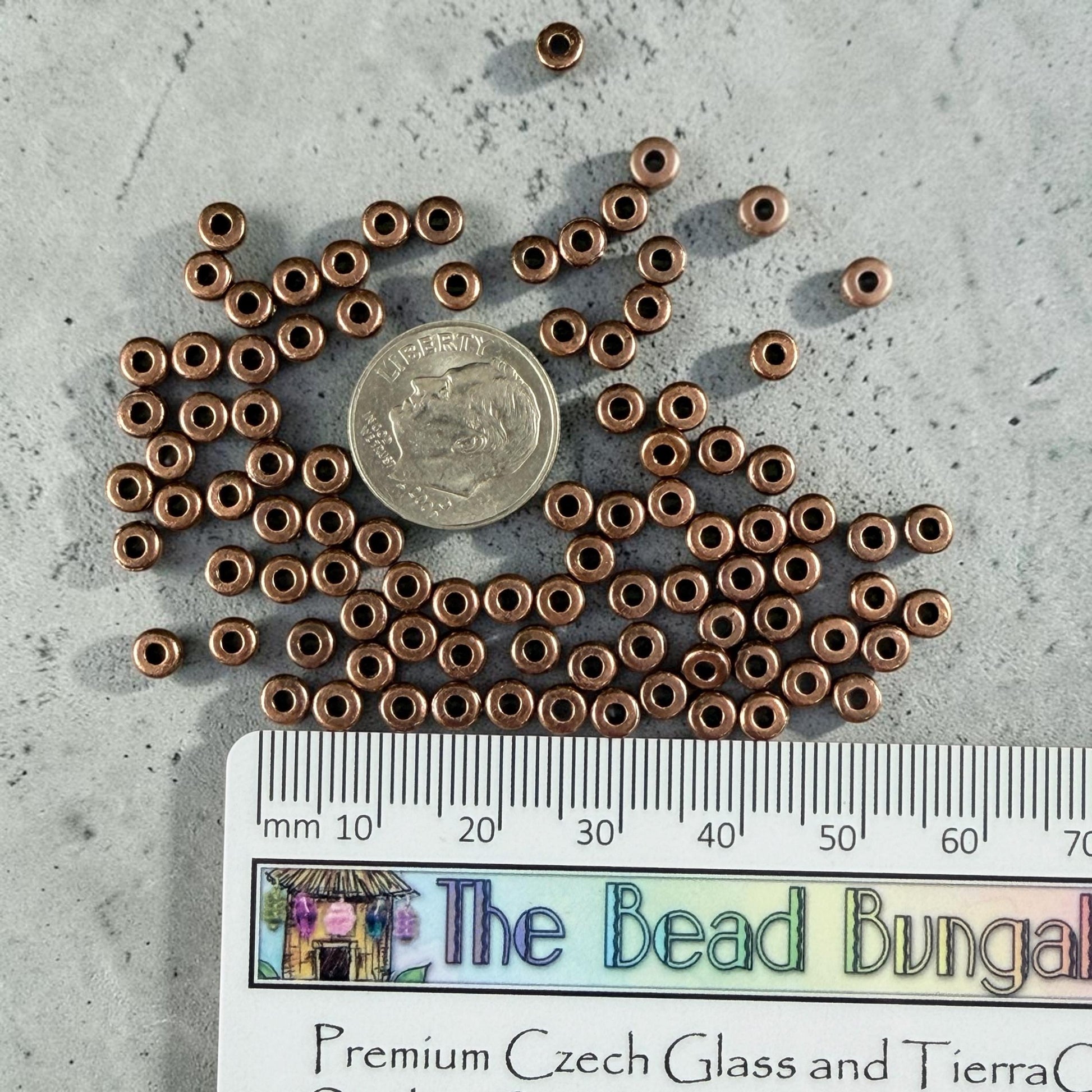 TierraCast 4mm Heishi Rondelle, Small Antiqued Copper Spacer Bead (PF/401-87dk) * Qty. 50