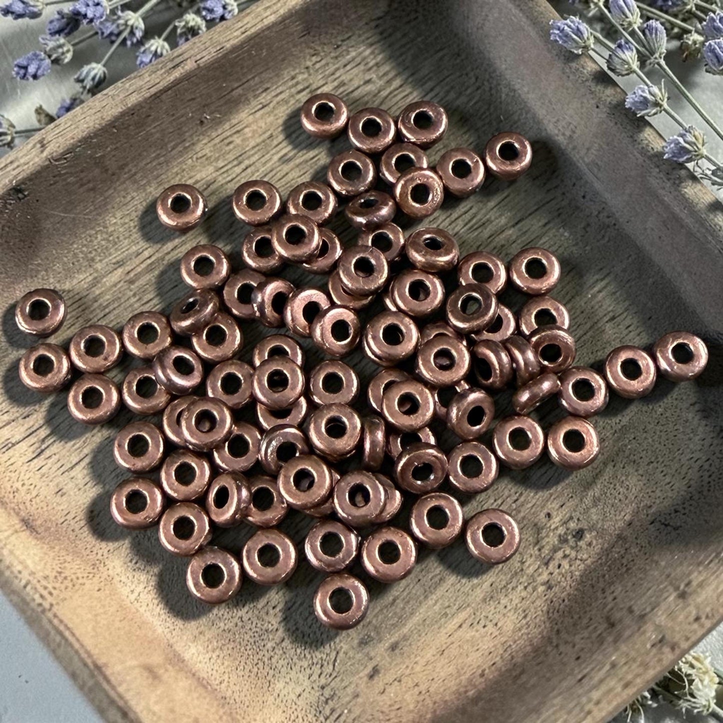 TierraCast 4mm Heishi Rondelle, Small Antiqued Copper Spacer Bead (PF/401-87dk) * Qty. 50