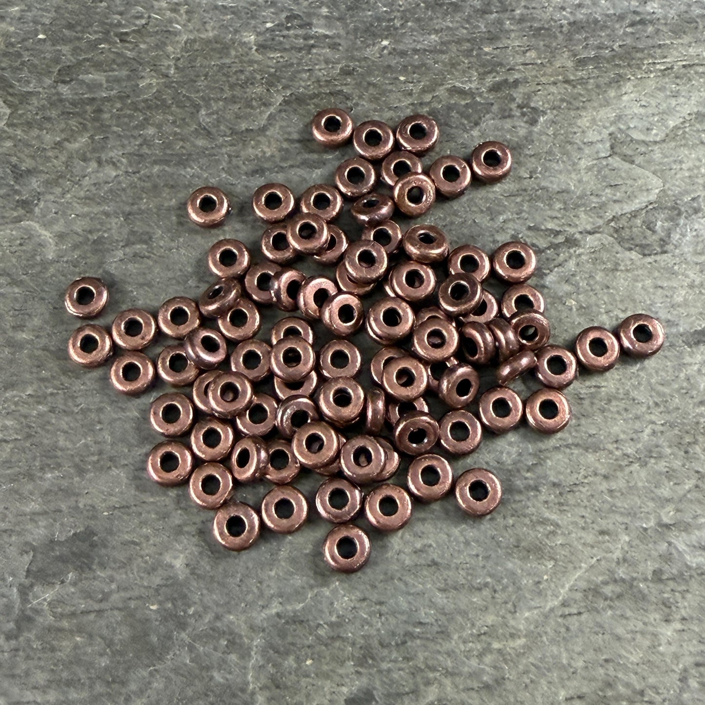 TierraCast 4mm Heishi Rondelle, Small Antiqued Copper Spacer Bead (PF/401-87dk) * Qty. 50