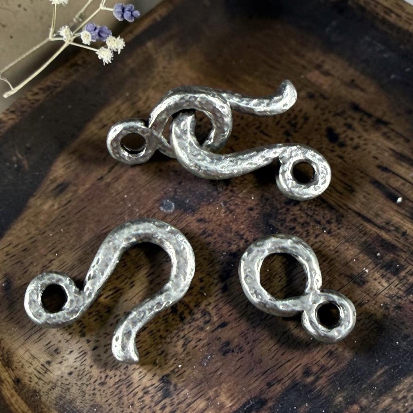 TierraCast Silver Hook and Eye Clasp, Antiqued Pewter (PF/977-04) * Qty. 3