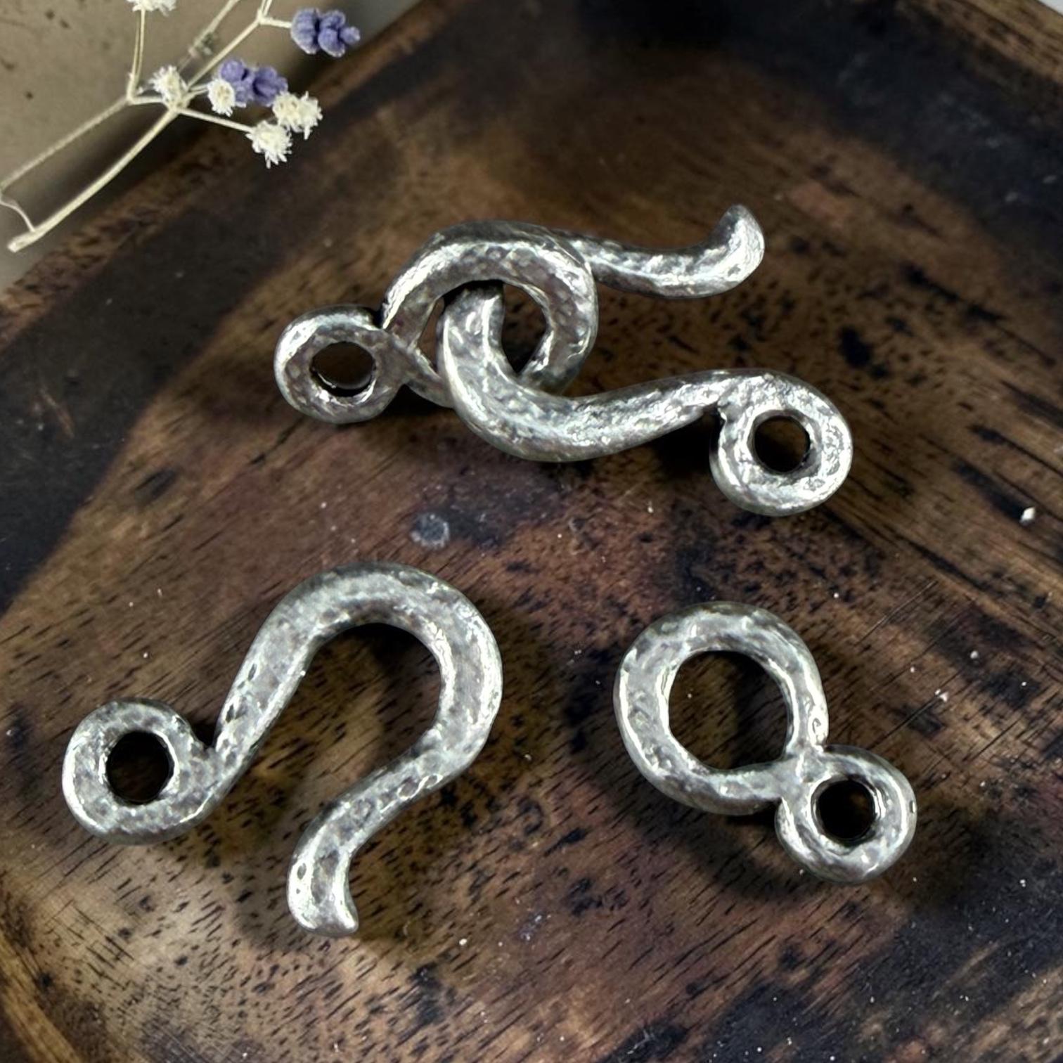 TierraCast Silver Hook and Eye Clasp, Antiqued Pewter (PF/977-04) * Qty. 3