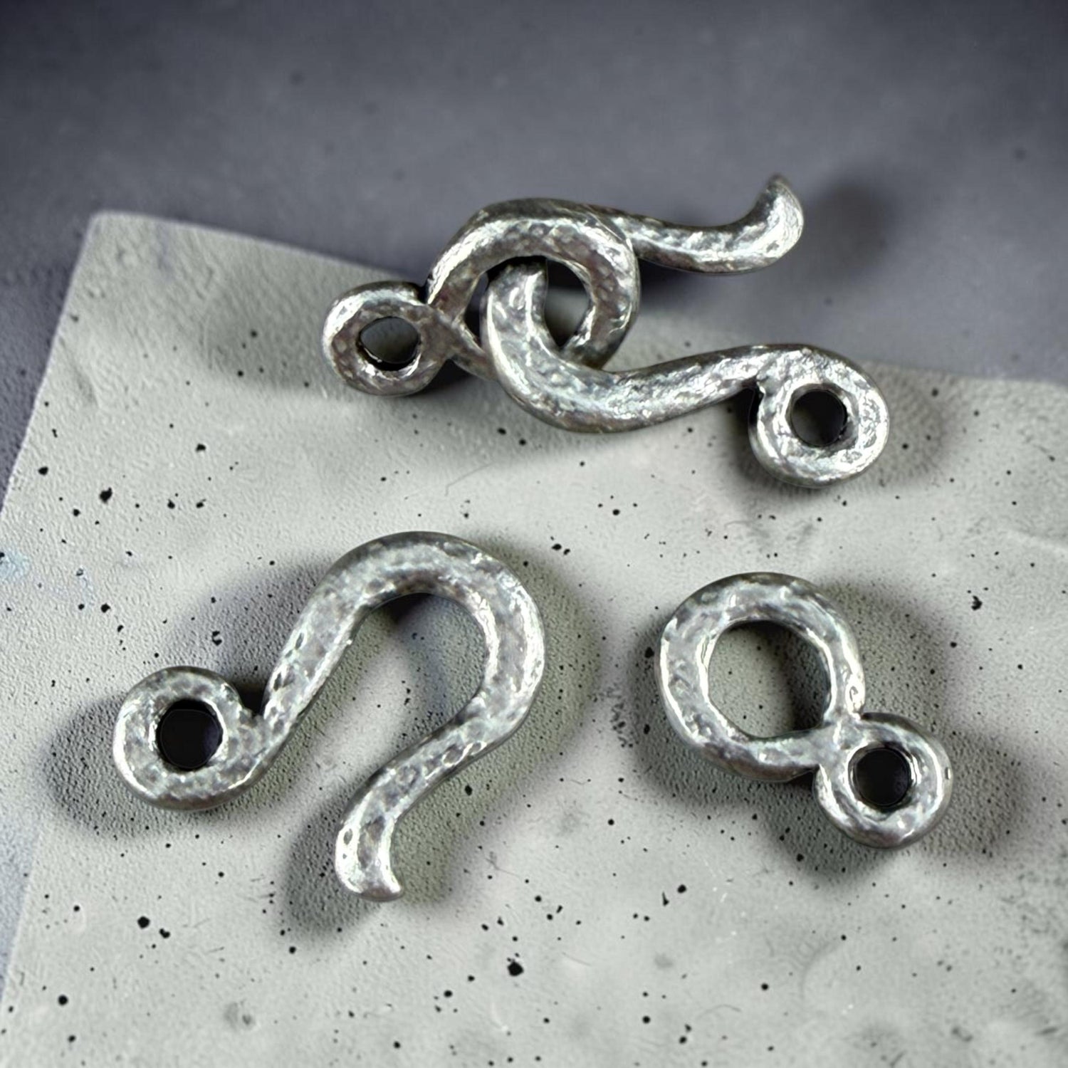 TierraCast Silver Hook and Eye Clasp, Antiqued Pewter (PF/977-04) * Qty. 3