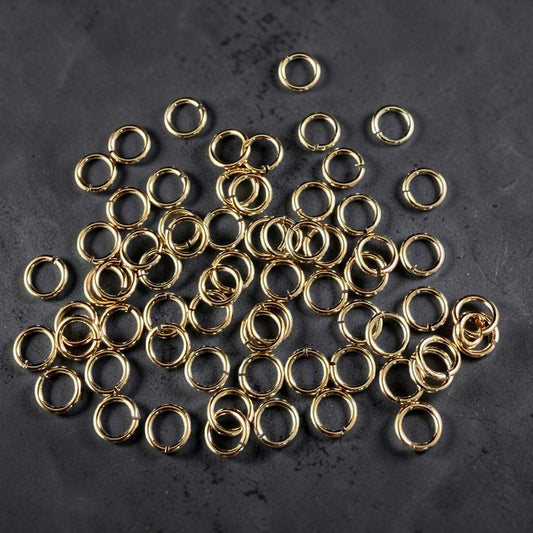 4mm 22 gauge Gold Jump Rings, Nickel Free 24k Gold Plated Brass (PF/807-40-12) * Qty. 100