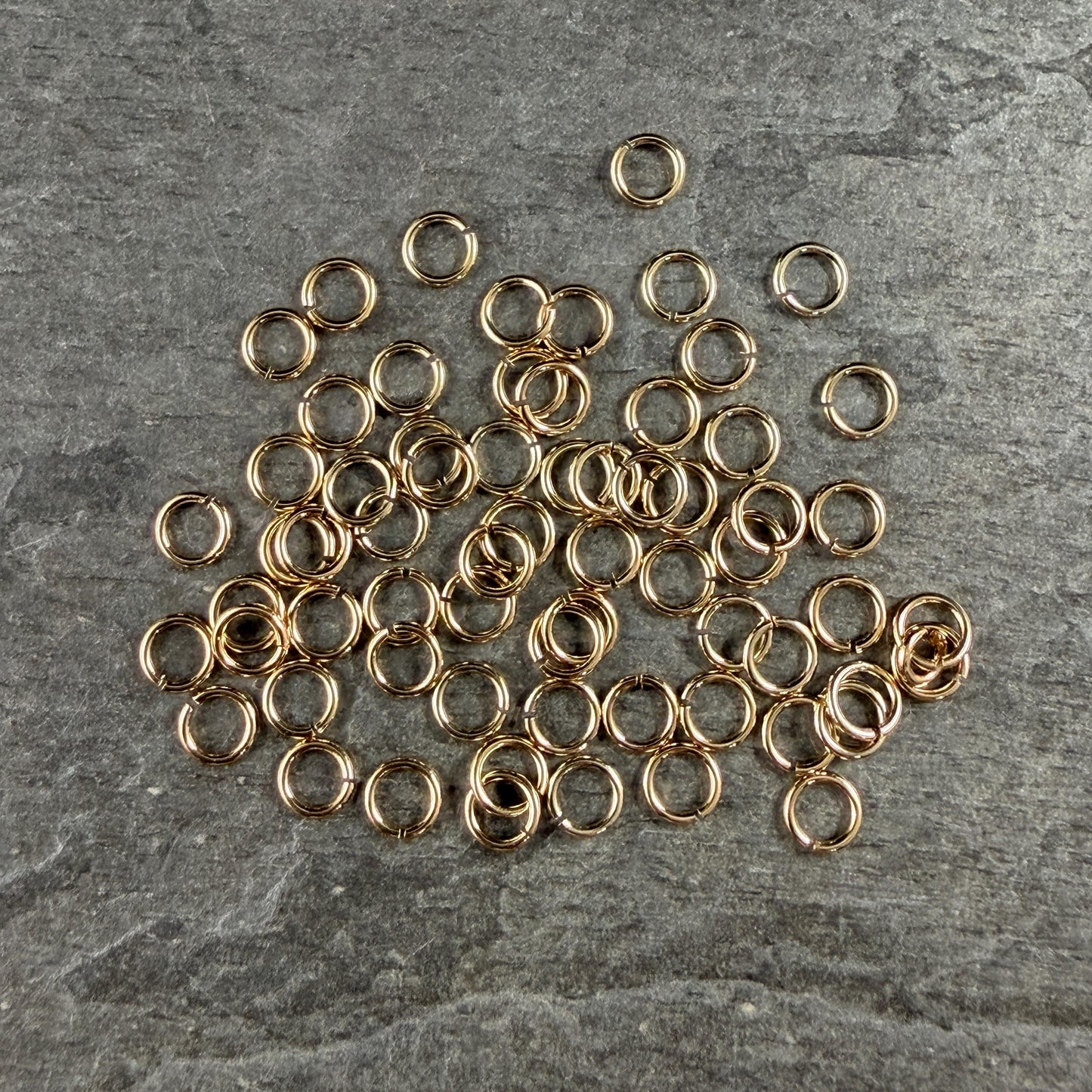 4mm 22 gauge Gold Jump Rings, Nickel Free 24k Gold Plated Brass (PF/807-40-12) * Qty. 100