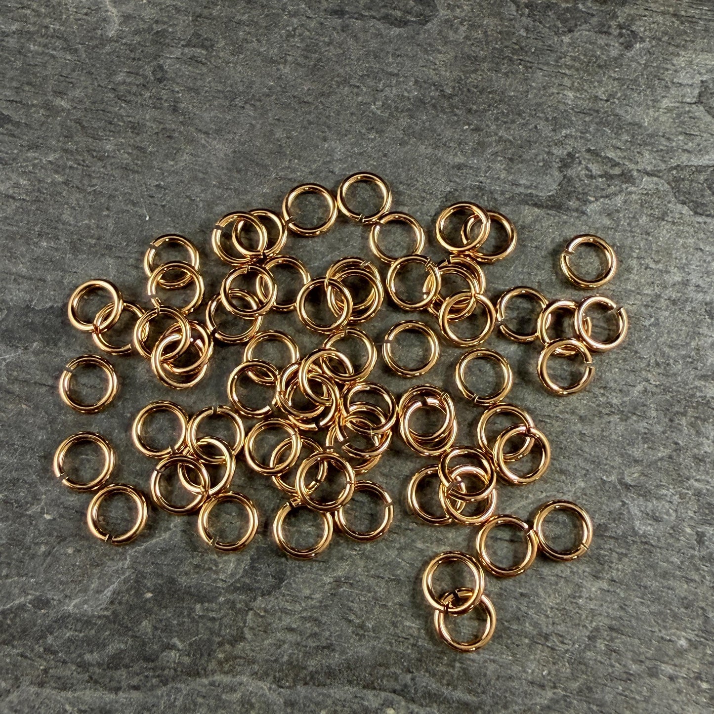 5mm 20 gauge Gold Jump Rings, Nickel Free 24k Gold Plated Brass (PF/649-05-12) * Qty. 50