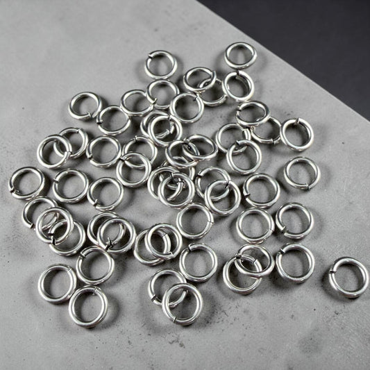 5mm 20 gauge Antiqued Silver Jump Rings, Silver Plated Brass (PF/649-05-77) * Qty. 100