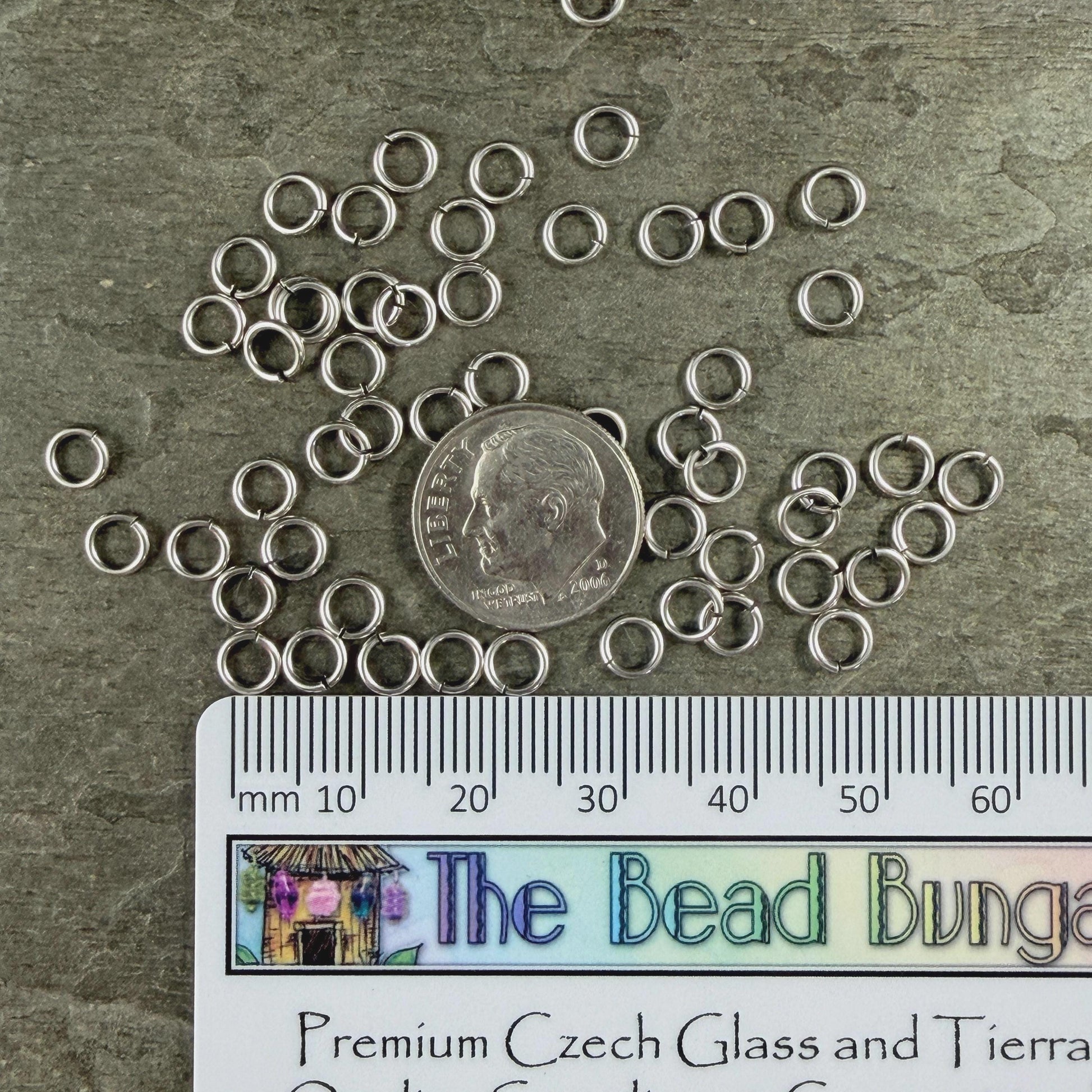 5mm 20 gauge Antiqued Silver Jump Rings, Silver Plated Brass (PF/649-05-77) * Qty. 100