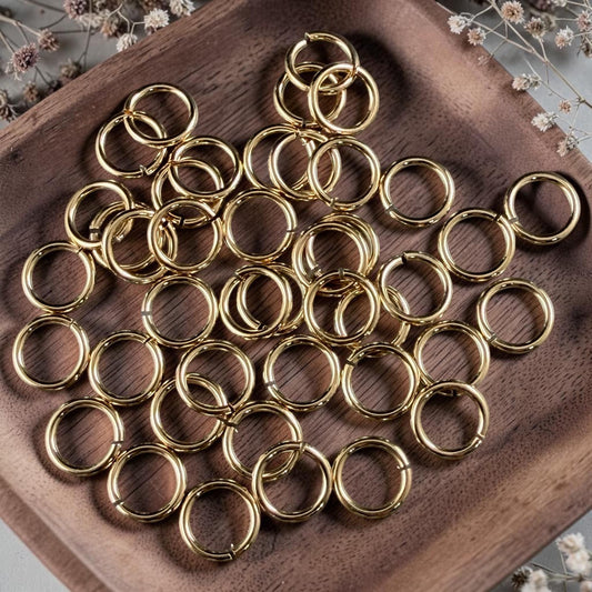 6mm 20 gauge Gold Jump Rings, Nickel Free 24k Gold Plated Brass (PF/649-06-12) * Qty. 50