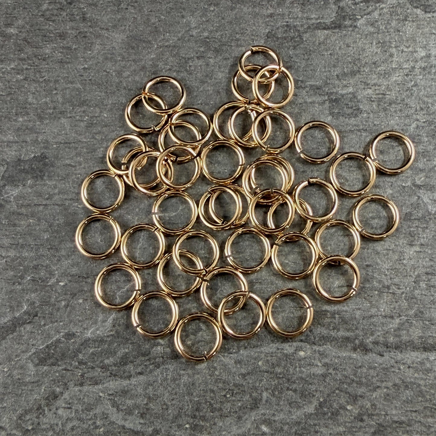 6mm 20 gauge Gold Jump Rings, Nickel Free 24k Gold Plated Brass (PF/649-06-12) * Qty. 50