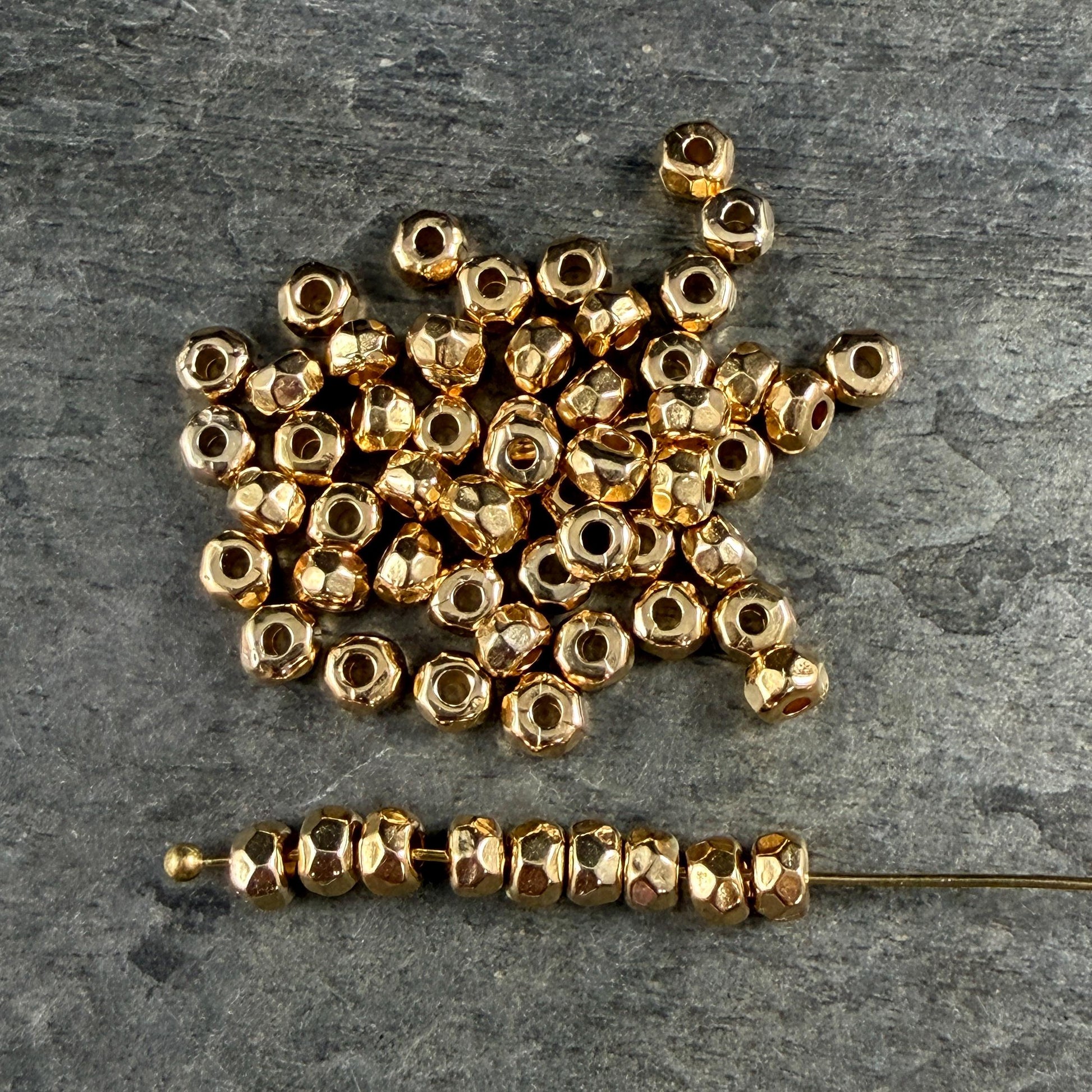 24k Gold Plated, 4.3mm Organic Nugget, 1.5mm Hole (PF/011032-12) * Qty 20