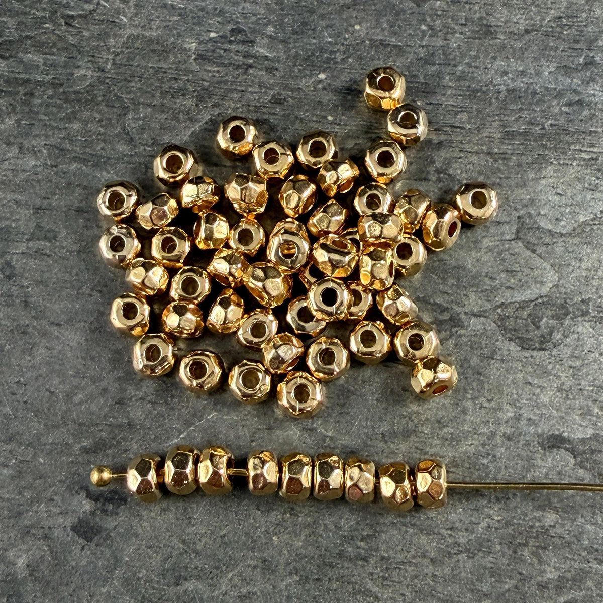 24k Gold Plated, 4.3mm Organic Nugget, 1.5mm Hole (PF/011032-12) * Qty 20
