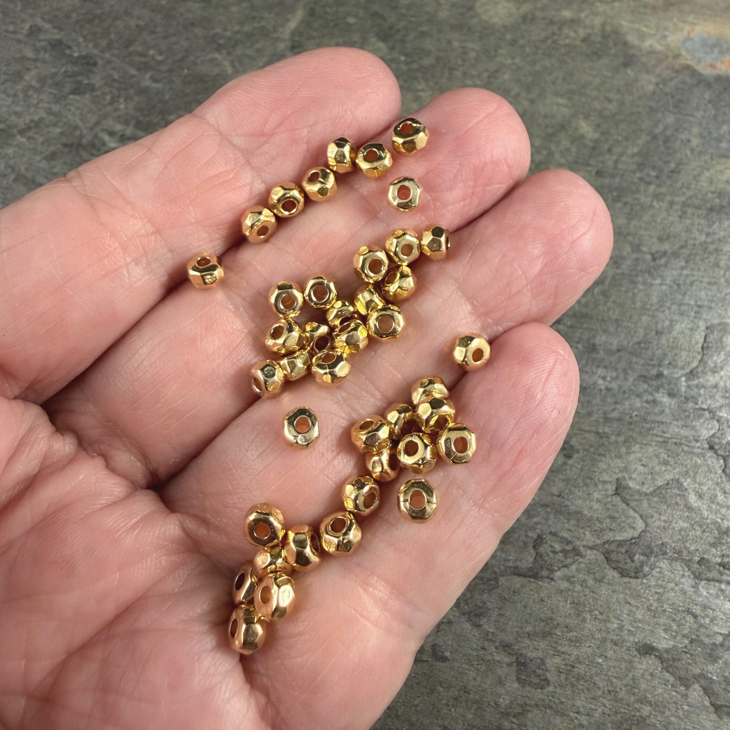 24k Gold Plated, 4.3mm Organic Nugget, 1.5mm Hole (PF/011032-12) * Qty 20