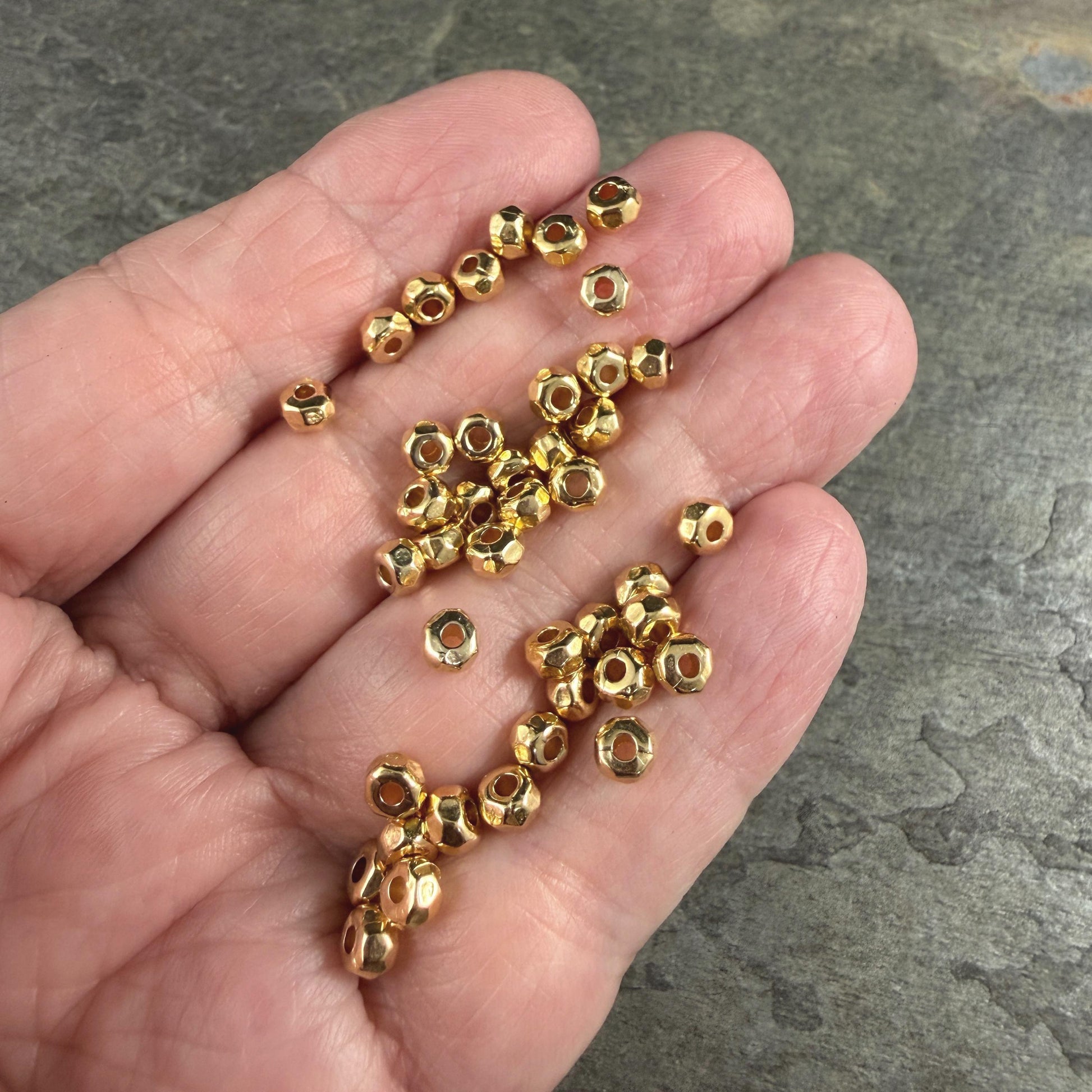 24k Gold Plated, 4.3mm Organic Nugget, 1.5mm Hole (PF/011032-12) * Qty 20