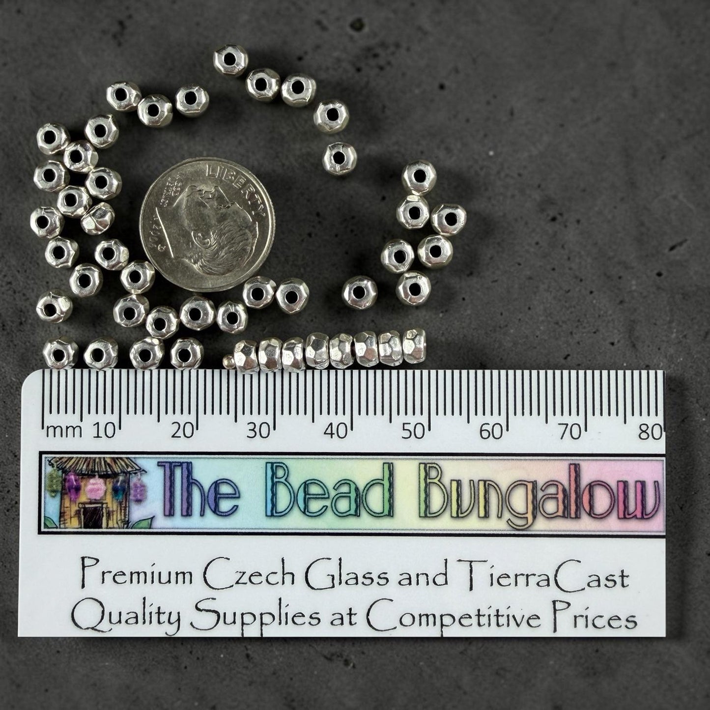 Antiqued Silver Plated, 4.3mm Organic Nugget, 1.5mm Hole (PF/011032-77) * Qty 20