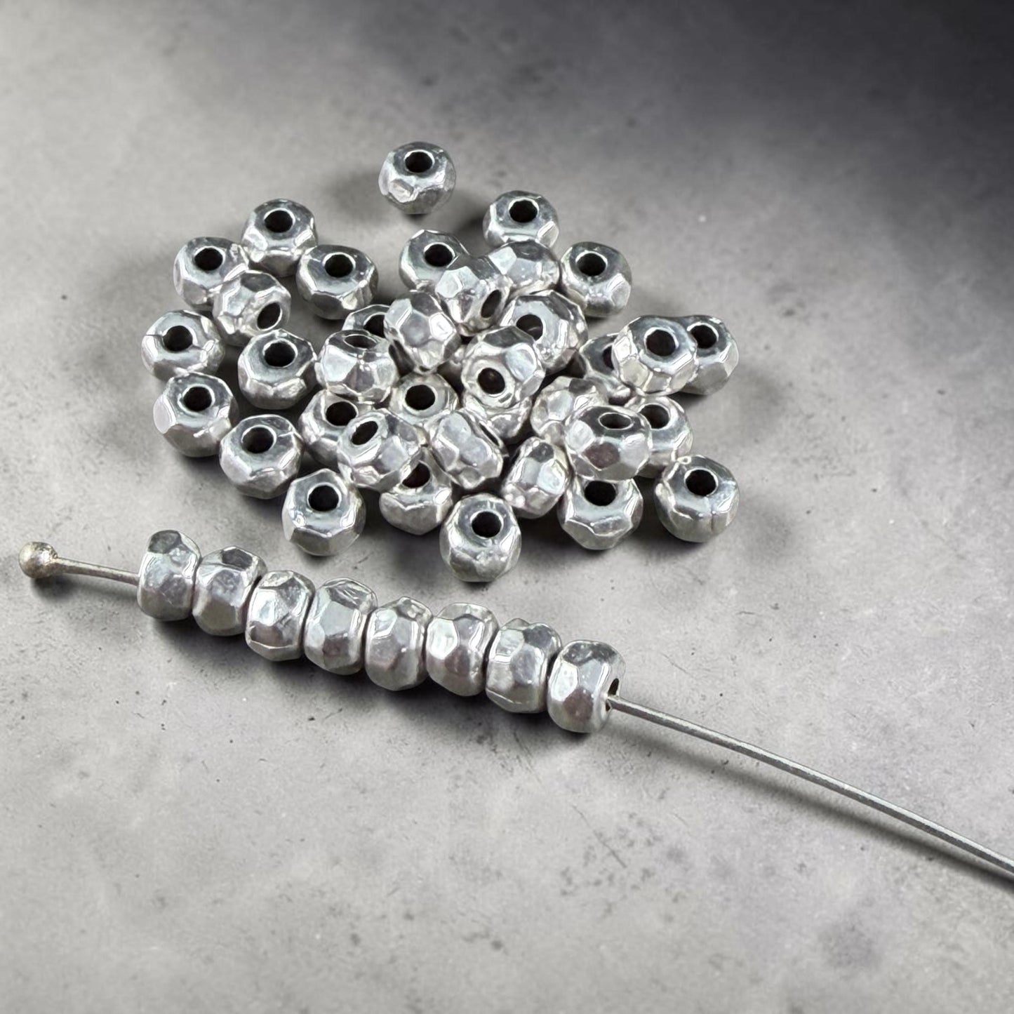 Antiqued Silver Plated, 4.3mm Organic Nugget, 1.5mm Hole (PF/011032-77) * Qty 20