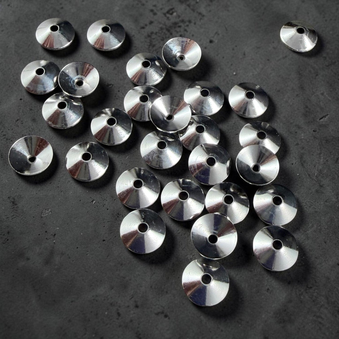 7mm Smooth Cone Bead Caps - Silver Plated Steel (FMG/7265-S) * Qty. 36