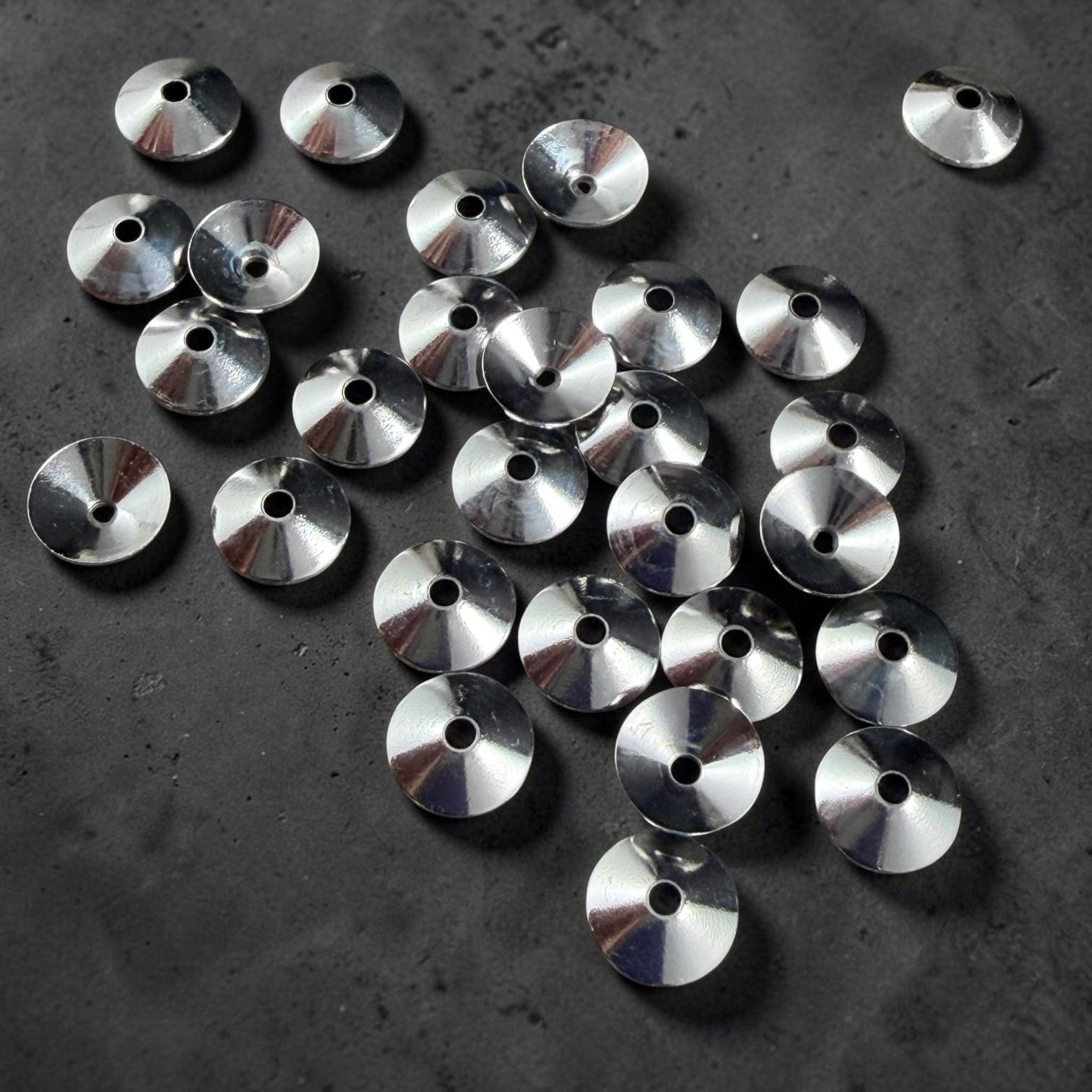 7mm Smooth Cone Bead Caps - Silver Plated Steel (FMG/7265-S) * Qty. 36