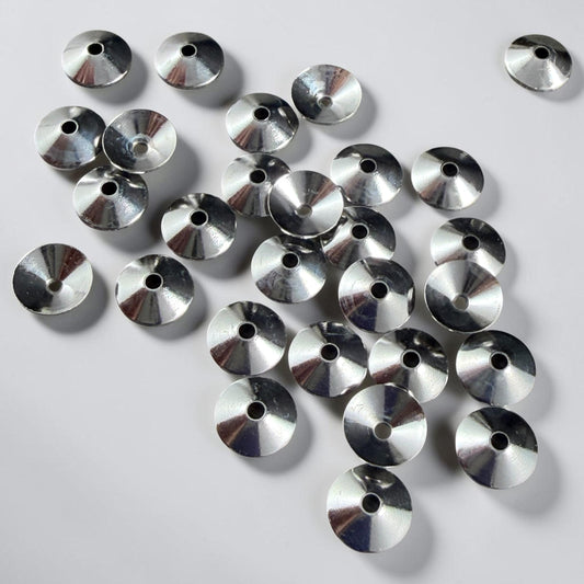 7mm Smooth Cone Bead Caps - Silver Plated Steel (FMG/7265-S) * Qty. 36