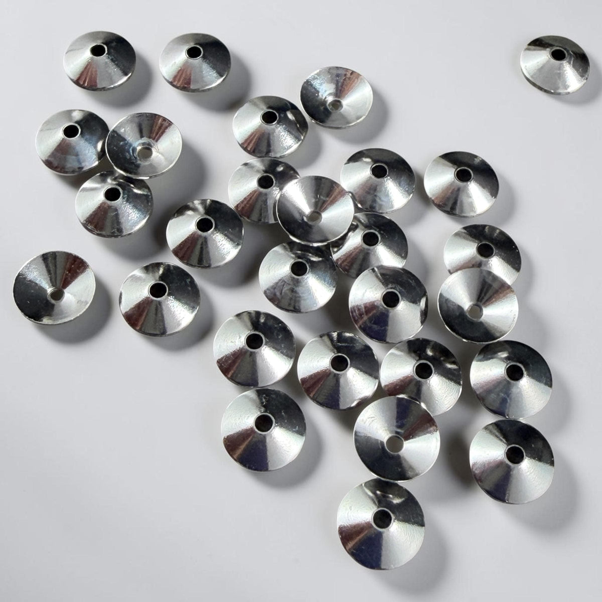 7mm Smooth Cone Bead Caps - Silver Plated Steel (FMG/7265-S) * Qty. 36